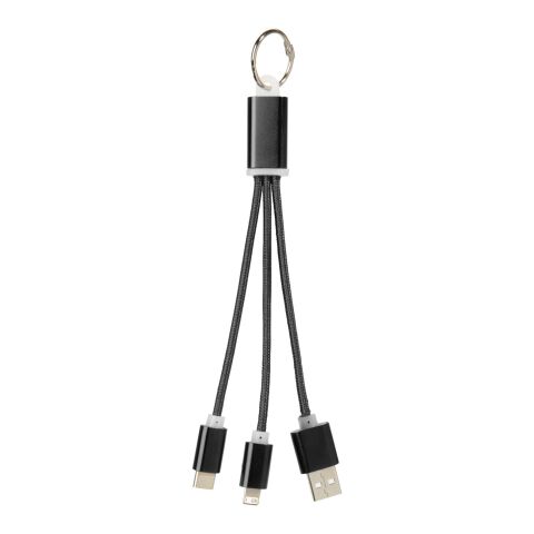 Metal 3-in-1 charging cable with keychain Standard | Black | not available | No Branding | not available | not available