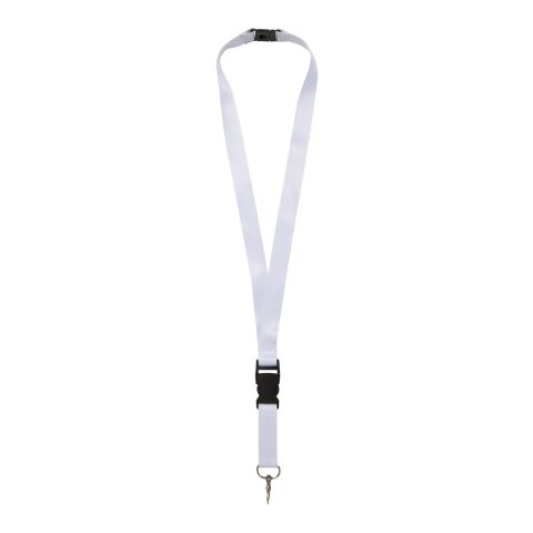 Balta recycled PET lanyard with safety buckle Solid black-White | 10mm | Sublimation | all over, front | 10 mm x 900 mm