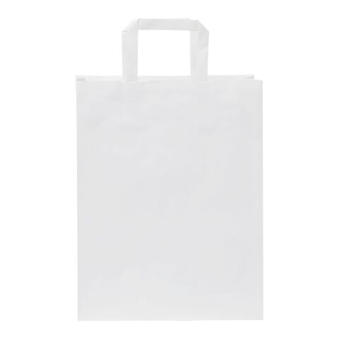 Kraft 80-90 g/m2 paper bag with flat handles - medium white | No Branding | not available | not available