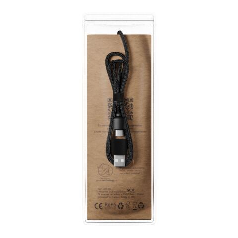 SCX.design C40 3-in-1 rPET light-up logo charging cable and 10W charging pad Wood-Solid black | No Branding | not available | not available