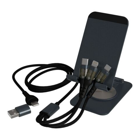 SCX.design O32 foldable phone stand with 3-in-1 charging cable Gun metal | No Branding | not available | not available