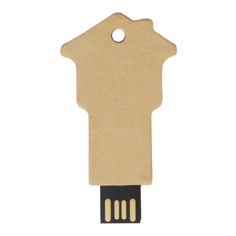 House-shaped recycled paper USB 2.0 Kraft brown | No Branding | not available | not available | 1 GB