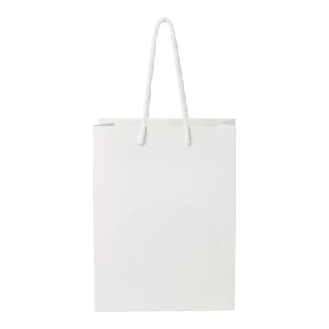 Handmade 170 g/m2 integra paper bag with plastic handles - medium white | No Branding | not available | not available