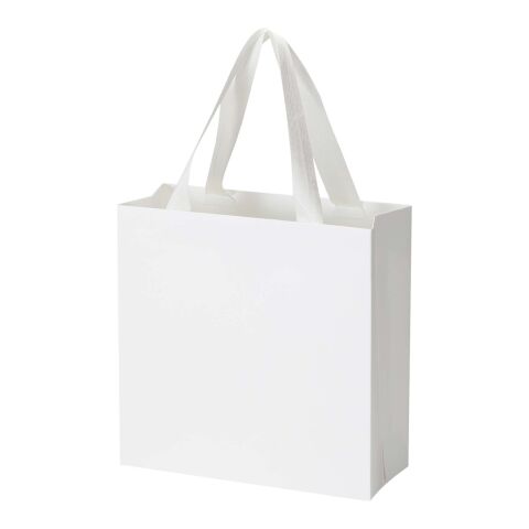 Smartfold 230 g/m2 paper bag with ribbon handles and matt lamination -  24 x 10 x 24 cm White