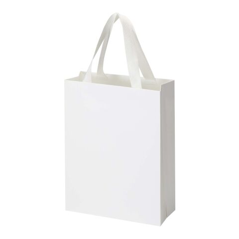 Smartfold 230 g/m2 paper bag with ribbon handles and matt lamination -  24 x 10 x 32 cm White
