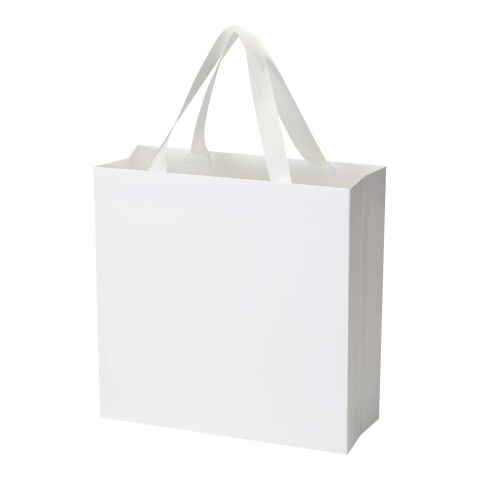 Smartfold 230 g/m2 paper bag with ribbon handles and matt lamination -  31 x 12 x 31 cm White