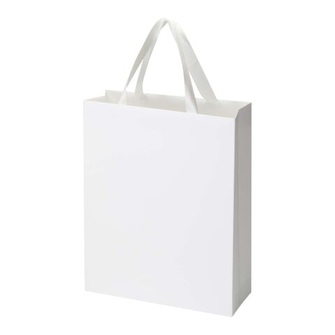 Smartfold 230 g/m2 paper bag with ribbon handles and matt lamination -  31 x 12 x 39 cm White