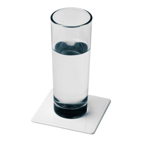 Renzo square plastic coaster White | No Branding | not available | not available