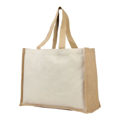 Varai 320 g/m² canvas and jute shopping tote bag Standard | Natural-Natural | No Branding | not available | not available | not available