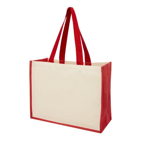 Varai 320 g/m² canvas and jute shopping tote bag Red | not available