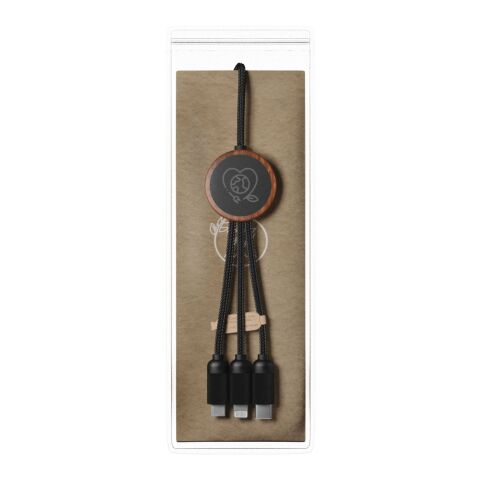SCX.design C36 3-in-1 rPET light-up logo extended charging cable with round bamboo casing Wood | No Branding | not available | not available