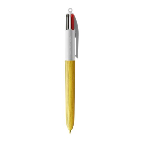 BIC® 4 Colours Wood Style with Lanyard White-White/Yellow Wood(2) | No Branding | not available | not available