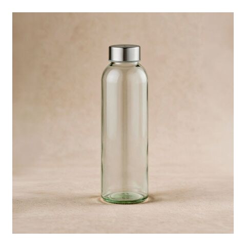 Lima Glass Bottle 530ml. Silver lid Transparent