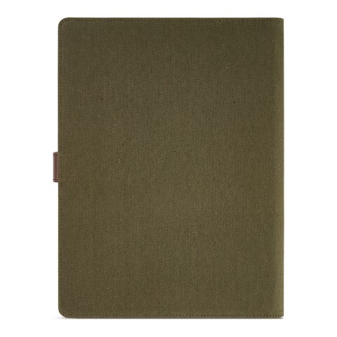 Eliot A4 Folder rCotton. 64 FSC sheet notepad and rPU closure Army green | No Branding | not available | not available | not available