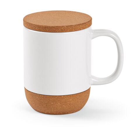 Ebro Mug Ceramic, Cork lid and base 380ml. Sublimation White | No Branding | not available | not available | not available