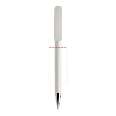 Prodir DS3 twist ballpoint pen polished white | Without Branding | Without Branding | Chrome finish metal | Blue