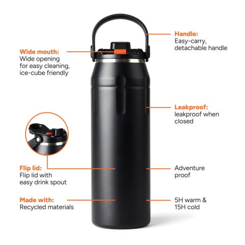Nordic Drift Trail RCS Insulated sports bottle 940ml black | No Branding | not available | not available