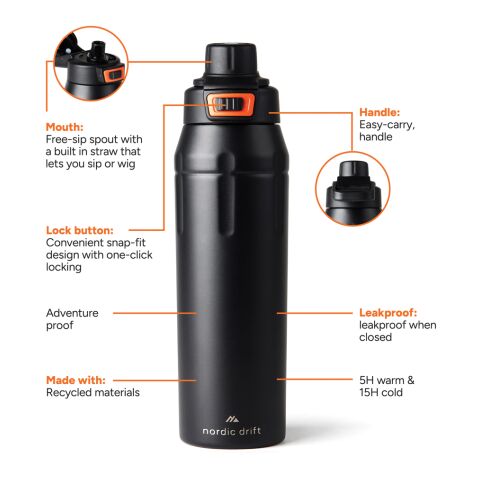 Nordic Drift Trail RCS Insulated Lockable Sports Bottle black | No Branding | not available | not available