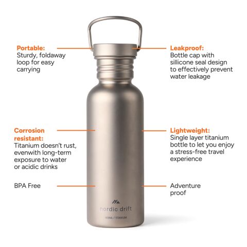 Nordic Drift Trail Ultra Light Titanium 600ml Water Bottle silver | No Branding | not available | not available