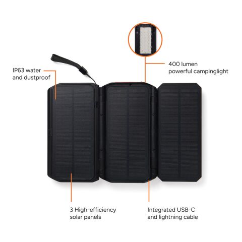 Nordic Drift Titan 10.000mAh solar powerbank with 3 panels black | No Branding | not available | not available