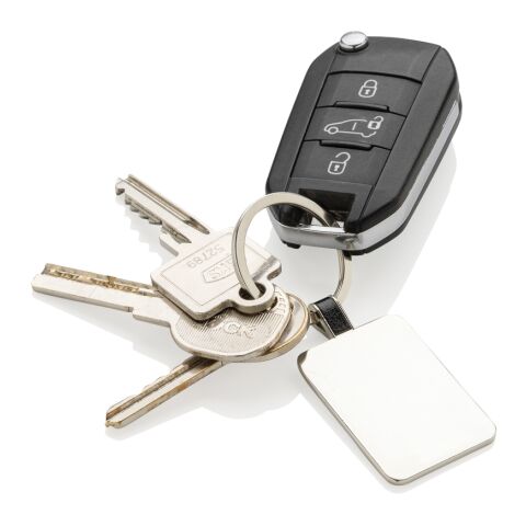 RCS recycled zinc alloy rectangle keyring silver | No Branding | not available | not available