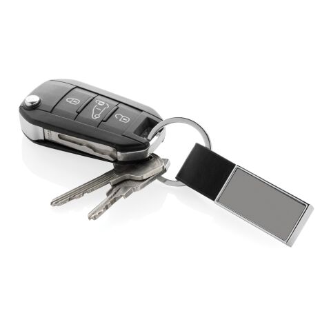 Luxury PU keychain RCS recycled zinc alloy black | No Branding | not available | not available