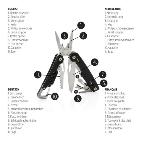 Solid multitool with carabiner black | No Branding | not available | not available