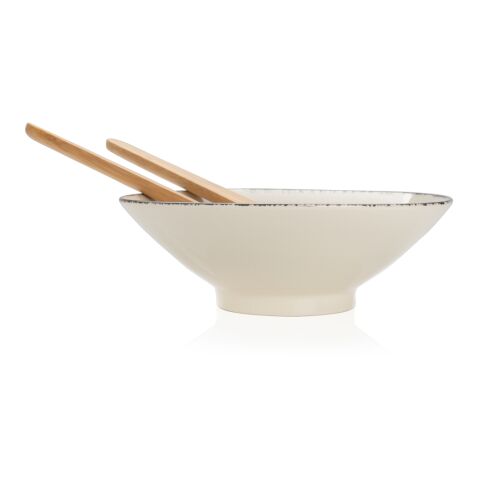Ukiyo salad bowl with bamboo salad server white-black | No Branding | not available | not available
