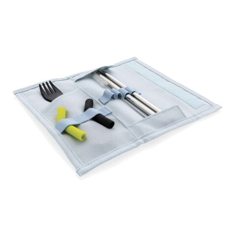 Tierra 2pcs straw and cutlery set in pouch blue | No Branding | not available | not available