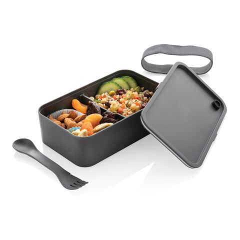 PP lunchbox with spork anthracite | No Branding | not available | not available