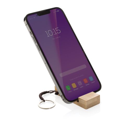 Standkey bamboo keychain phone stand brown | No Branding | not available | not available