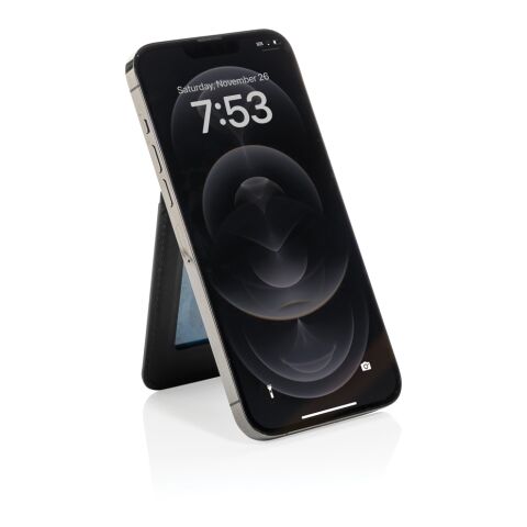 Magstand RCS recycled PU magnetic phone wallet with stand black | No Branding | not available | not available