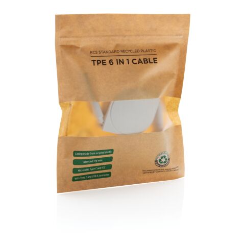 RCS standard recycled plastic and TPE 6 in 1 cable White | No Branding | not available | not available