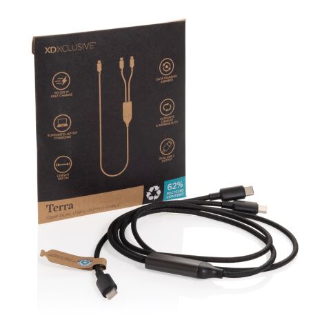 Terra 100W RCS Dual USB C output cable black-grey