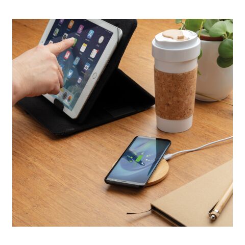 FSC®certified bamboo 5W wireless charger round brown | No Branding | not available | not available