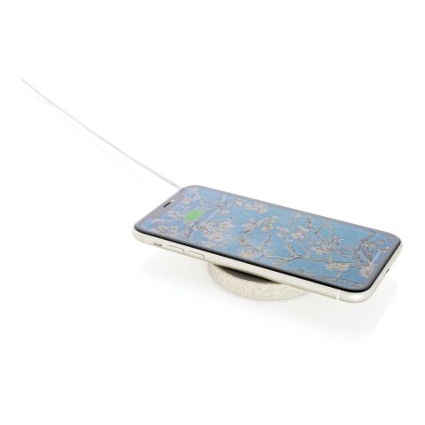 Wheat Straw 5W round wireless charging pad brown | No Branding | not available | not available