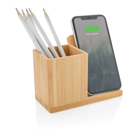 Calgary FSC® bamboo 10W wireless charger brown | No Branding | not available | not available