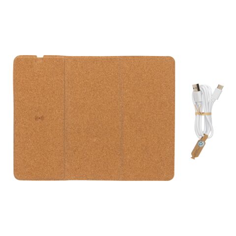 FSC® 10W wireless charging cork mousepad and stand brown | No Branding | not available | not available