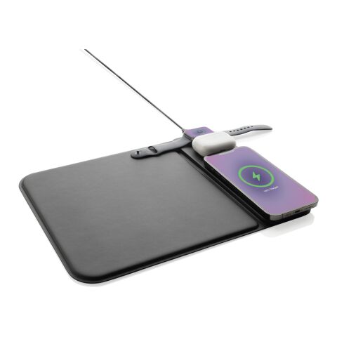 Swiss peak RCS recycled PU 15W 3 in 1 charging mousepad black | No Branding | not available | not available