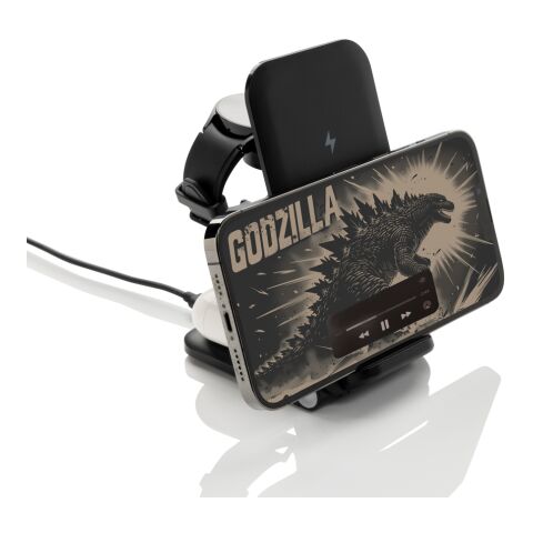 Powerpal 3 in 1 RCS recycled plastic 15W charger black | No Branding | not available | not available