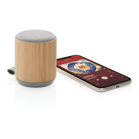 Bamboo and fabric 3W wireless speaker brown | No Branding | not available | not available