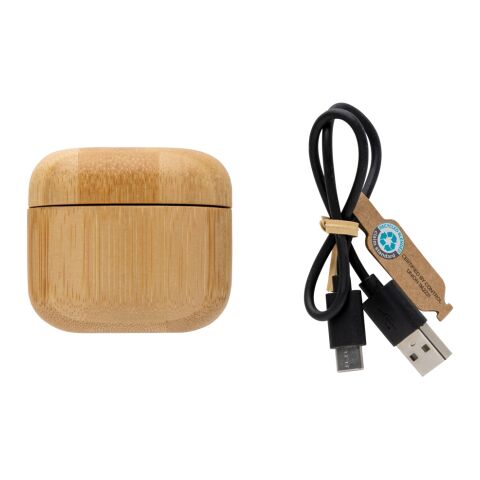RCS recycled plastic &amp; bamboo TWS earbuds brown | No Branding | not available | not available