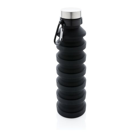 Leakproof collapsible silicone bottle with lid black | No Branding | not available | not available