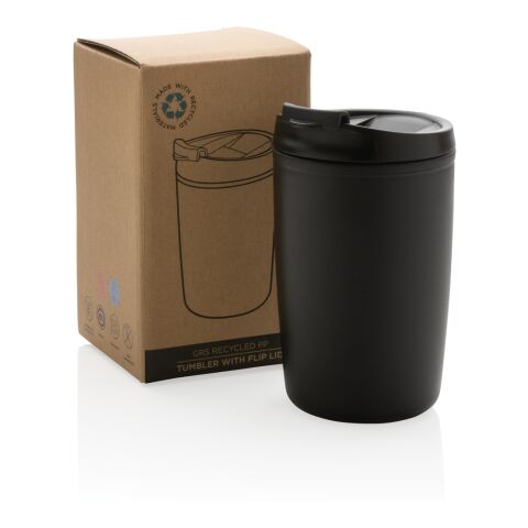 GRS Recycled PP tumbler with flip lid black | No Branding | not available | not available