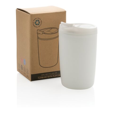 GRS Recycled PP tumbler with flip lid white | No Branding | not available | not available