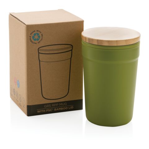 GRS RPP mug with FSC® bamboo lid green | No Branding | not available | not available