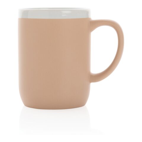 Ceramic mug with white rim brown-white | No Branding | not available | not available