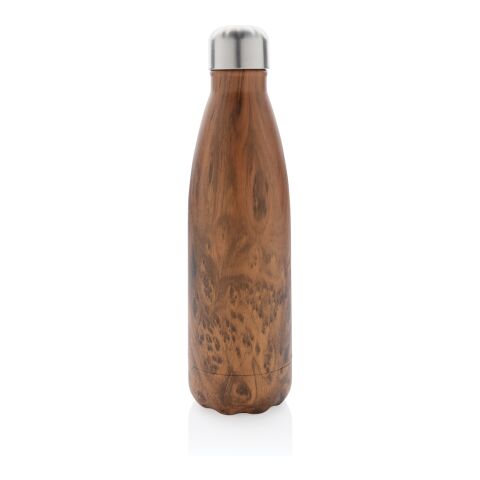 Vacuum insulated ss bottle with wood print brown | No Branding | not available | not available