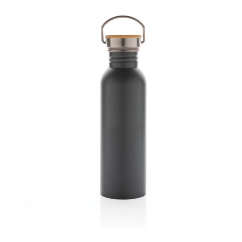 Modern stainless steel bottle with bamboo lid grey | No Branding | not available | not available