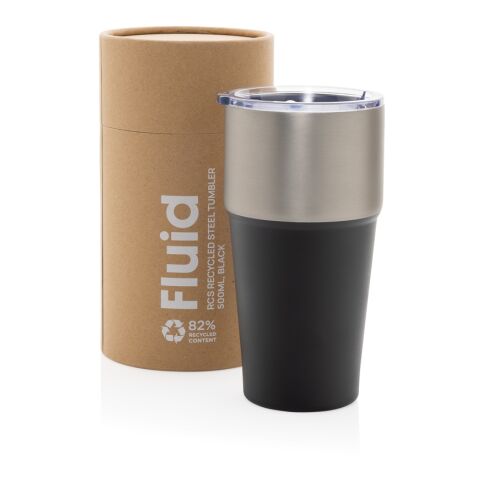 Fluid RCS certified recycled steel tumbler 500ml black | No Branding | not available | not available